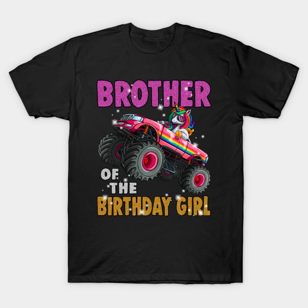 Bro of the Birthday Girl Shirt Unicorn Monster Truck T-Shirt by Blink_Imprints10